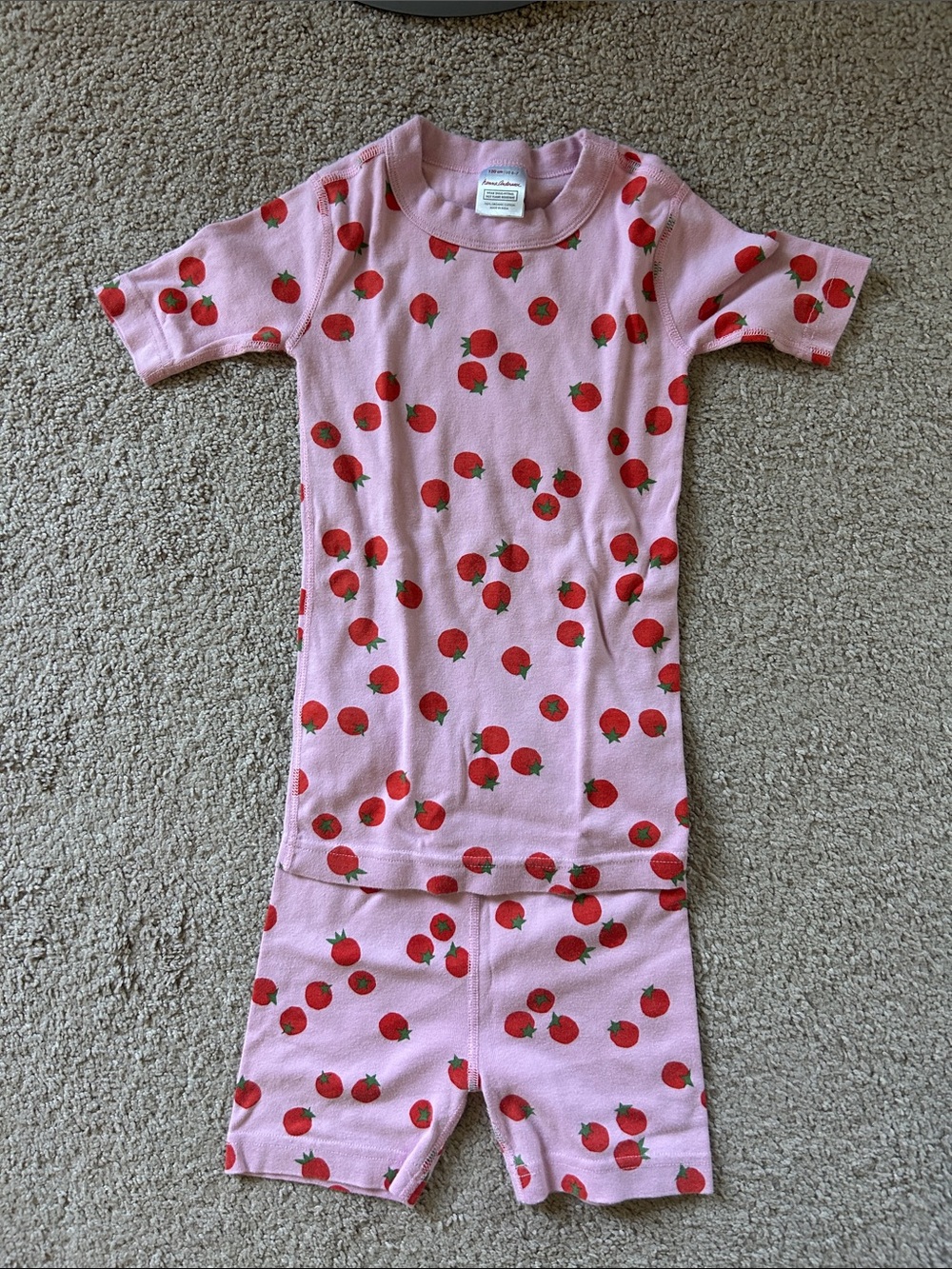Hanna Andersson Pink Strawberry-Print Short Sleeve Pajama Set
